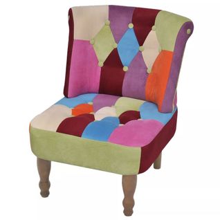 Fauteuil Chaise Siège Lounge Design Club Sofa Salon En Style Français Avec De Patchwork Tissu 1102