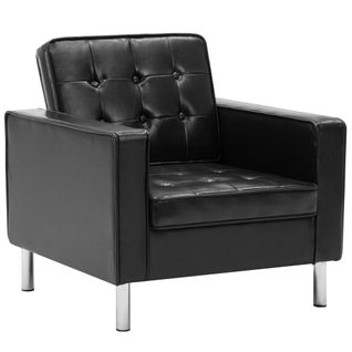 Fauteuil Chaise Siège Lounge Design Club Sofa Salon Revêtement Synthétique Noir 1102