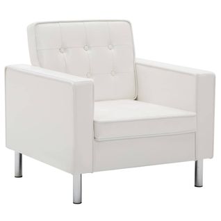 Fauteuil Chaise Siège Lounge Design Club Sofa Salon Revêtement De Synthétique Blanc 1