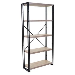 Bibliothèque Étagère De Rangement Décoration Salon 165x80cm 5 Niveaux Aspect Chêne 04_0001324