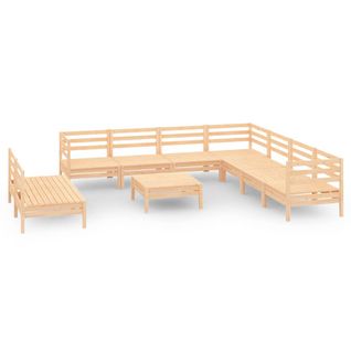 Salon De Jardin Meuble D'extérieur Ensemble De Mobilier 10 Pièces Bois De Pin Massif 02_0015214