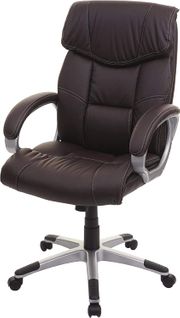 Fauteuil Chaise De Bureau Sur Roulettes Pivotante Hauteur Réglable Synthétique Café-brun 04_000180