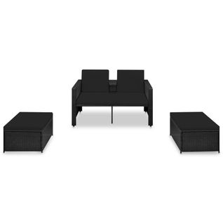 Salon De Jardin Meuble D'extérieur Ensemble De Mobilier 3 Pièces Avec Coussins Résine