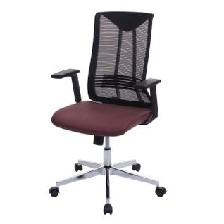 Chaise De Bureau Ergonomique Pivotante Avec Accoudoirs En Tissu Mesh Bordeaux-rouge 04_0001888