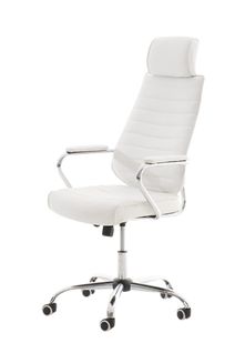 Fauteuil De Bureau à Roulettes En Synthétique Blanc Hauteur Réglable Bur10002