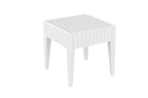 Table Basse De Jardin Carré Étanche En Plastique Blanc 45x45x45 Cm Mdj10028