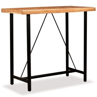 Table Haute Mange Debout Bar Bistrot Bois Massif De Sesham 120 Cm 0902088