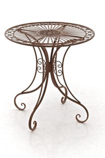 Table De Jardin En Fer Forgé Diamètre Ø 70 Cm Marron Vieilli Mdj10051