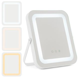 Miroir Maquillage Carré 25x30cm Lumière LED Réglable Écran Tactile Rotation à 360° Fonction Mémoir