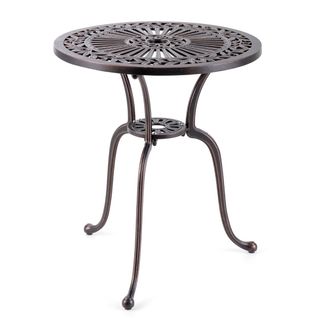 Table De Jardin Ronde 61 Cm En Fonte D'aluminium Table D'appoint D’extérieur Avec Tro