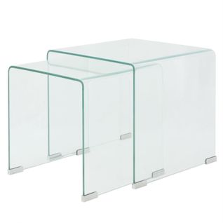 Ensemble De Tables Gigognes 2 Pièces Verre Trempé Transparent Transparent 02_0042140