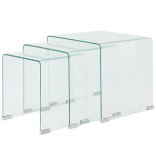 Ensemble De Tables Gigognes 3 Pièces Verre Trempé Transparent Transparent 02_0042141