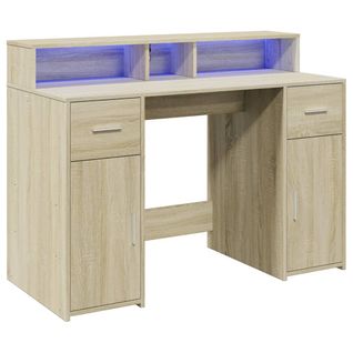 Bureau Table Poste De Travail Meuble D'ordinateur Informatique Étude Avec Lumières