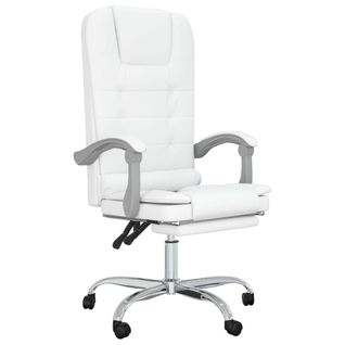 Fauteuil De Massage Inclinable De Bureau Informatique Étude Simili Blanc 02_00253