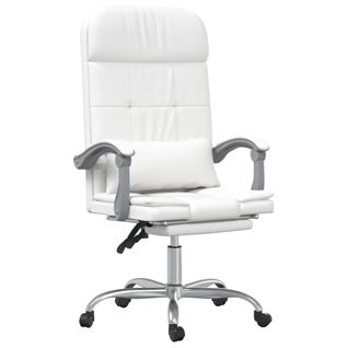 Fauteuil De Massage Inclinable De Bureau Informatique Étude Simili Blanc 02_00254
