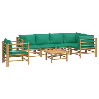 Salon De Jardin Meuble D'extérieur Ensemble De Mobilier 7 Pièces Avec Coussins Vert B