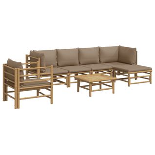 Salon De Jardin Meuble D'extérieur Ensemble De Mobilier 7 Pièces Avec Coussins Taupe