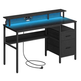 Bureau Gaming Avec Lumières LED Et Multiprise 55 X 135 X 90 Cm Bureau Informatique Av