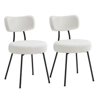 Chaises Salle à Manger Lot De 2 Tissu Peluche Dossier Courbé Chaises De Cuisine Rembo