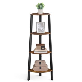 Étagère D'angle Rétro Bibliothèque 34 X 34 X 125 Cm D'angle Meuble De Rangement Pour