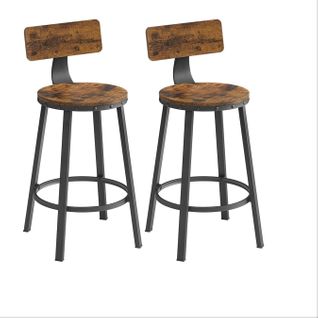 Lot De 2 Chaises De Bar Tabourets Hauts Avec Dossier Siège De Cuisine Cadre En Acier
