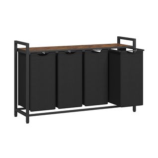 Panier à Linge Sale Corbeille 3 Compartiment Bac Avec 1 Étagère De Rangement Sacs