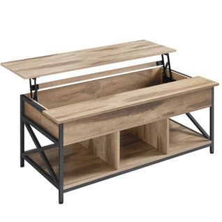 Table Basse Table De Salon Avec Plateau Relevable 60 X 120 X 62 Cm Avec Rangement