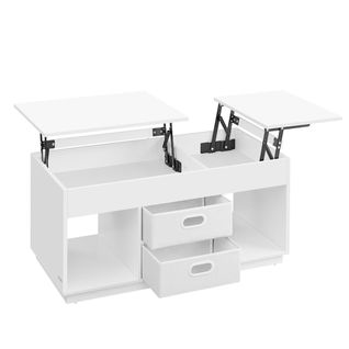 Table Basse Table De Salon Relevable Avec 2 Tiroirs Et Compartiments Cachés