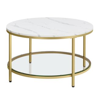 Table Basse Table De Salon Table Canapé Apéro Façon Marbre 80 X 46 Cm Support En Verre