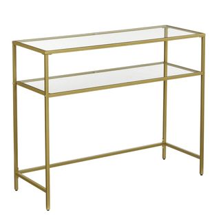 Table Console Table D’entrée 100 X 35 X 80 Cm Bout De Canapé Dessus De Table En Verre