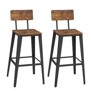 Tabouret Bar Industriel Lot De 2 Chaise Bar Cuisine Avec Dossier Cadre En Acier Monta