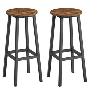 Tabourets De Bar Lot De 2 Chaises Siège Haut Cadre Métallique Montage Facile Hauteur