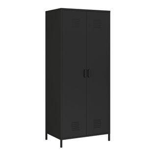 Armoire Étagère 180 X 76 X 50 Cm Meuble De Rangement Métallique Acier Noir Mat 03_000