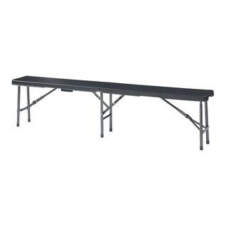 Lot De 2 Bancs De Camping Pliables 180 X 25 X 43 Cm Effet Rotin Noir 03_0009600