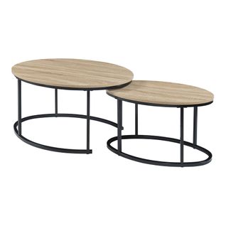 Lot De 2 Tables Basses Gigognes De Tailles Différentes Noir Effet Chêne 03_0009702