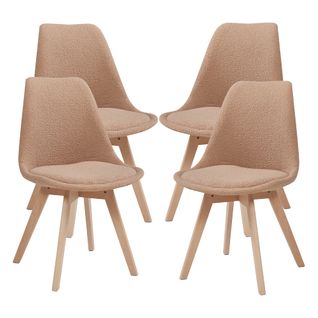 Lot De 4 Chaises De Salle à Manger 82 X 49 X 54 Cm Moderne Design Robuste Bouclé Taup