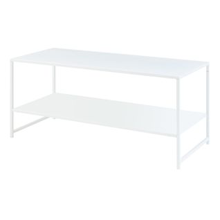 Table Basse Console D'appoint De Salon Acier 102 X 43 X 46 Cm Blanc Mat 03_0010780