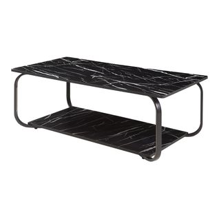 Table Basse Console D'appoint 120 X 60 X 43 Cm Effet Marbre Noir 03_0010809