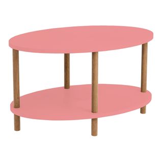 Table Basse Console D'appoint Ovale 43 X 70 X 44 Cm Rose Naturel 03_0010828