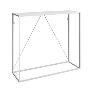 Table Console 90 X 30 X 80 Cm Entrée Salon Salle à Manger Acier Blanc 03_0010868