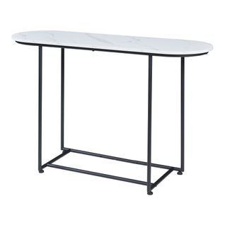 Table Console 120 X 40 X 75 Cm Mdf Effet Marbre Blanc 03_0010881