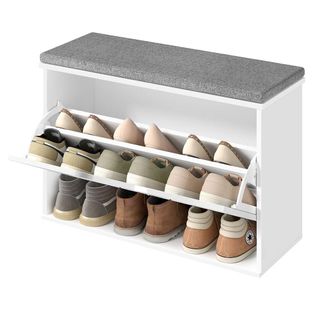 Banc à Chaussures Rembourré Meuble D’entrée Sur 3 Niveaux Pour 6 Paires De Chaussures