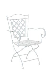 Chaise De Jardin En Fer Forgé Blanc Avec Accoudoir Mdj10074