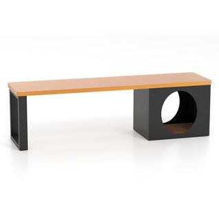 Banc En Métal Extérieur 150 X 38 X 44 Cm Pour 3 Personnes Avec Maison Pour Chat Desig