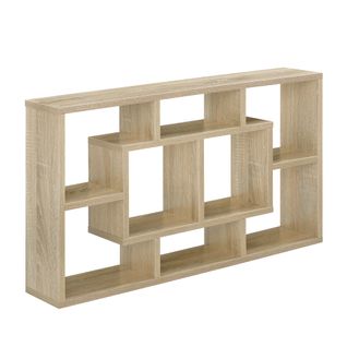 Étagère Murale Design Avec 8 Surfaces De Stockage 85 Cm Effet Hêtre 03_0001736
