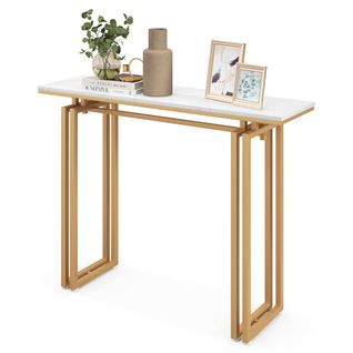 Table Console Design Multifonctionnelle 110 X 30 X 81 Cm Cadre Métal Robuste Ambiance