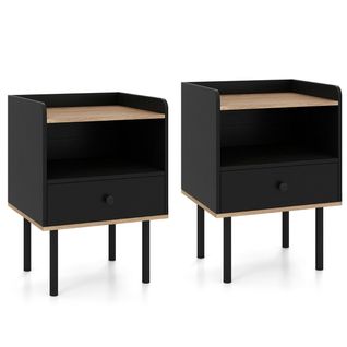 Lot De 2 Tables De Chevet 40,5 X 35 X 56 Cm Avec Tiroir Pratique Et Plateau Spacieux