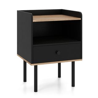 Table De Chevet 40,5 X 35 X 56 Cm Avec Tiroir Rangement Et Étagère Ouverte Style Mode