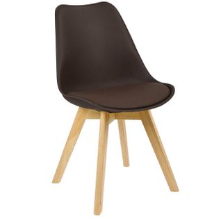 Chaise De Salle à Manger Faux Cuir Pieds Bois Marron 19_0000126