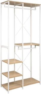 Grande Tringle à Vêtements Réglable Porte-vêtements 4 Niveaux Porte-chaussures Marron